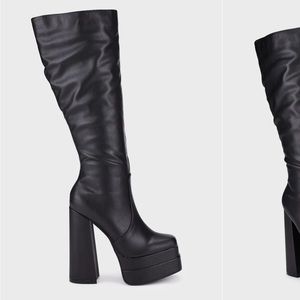Dolls Kill Bruno Tall Black Platform Leather Boots